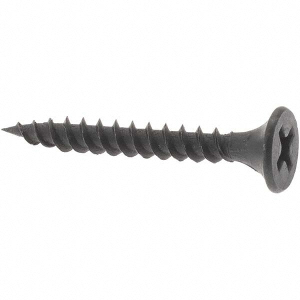Drywall Screws; Thread Size: #6 ; Head Type: Bugle ; Drive Type: Phillips ; Finish: Black Phosphate ; Material: Carbon Steel ; Length (Inch): 1-1/8