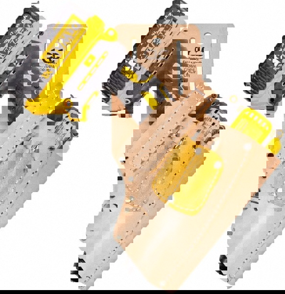 Tool Holster: 3 Pockets, Leather, Natural