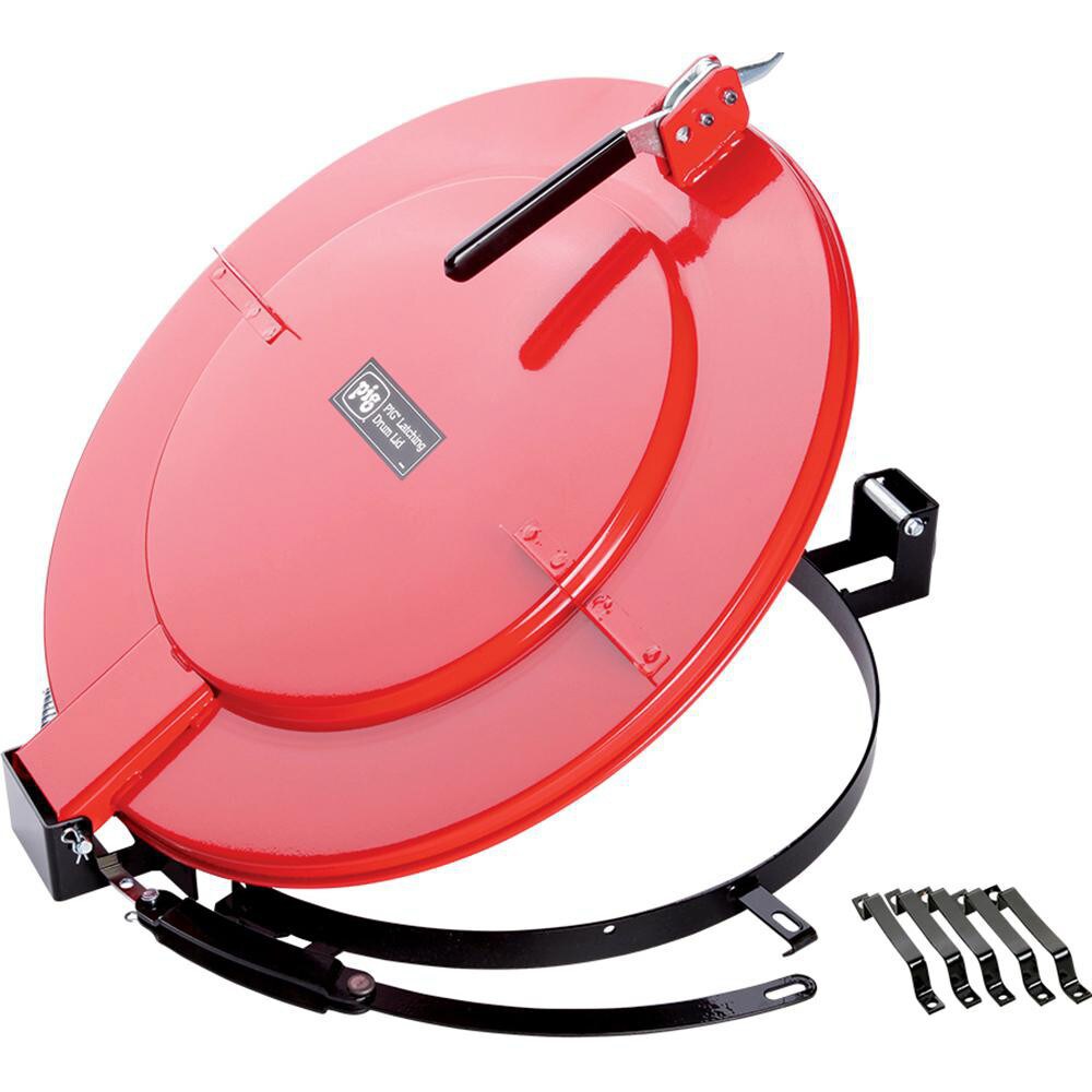 Drum Covers, Liners & Sheets; Compatible Drum Capacity (Gal): 30.00 ; Type: Lid with Gasket ; Material: Powder Coated Steel ; Color: Red ; Closure Type: One-Hand Latch ; Anti-static: No