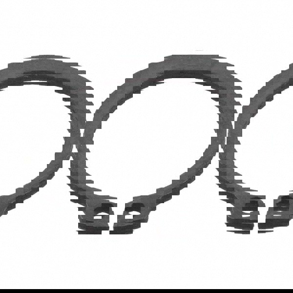 External Retaining Ring: 21 mm Groove Dia, 22 mm Shaft Dia, Spring Steel, Phosphate Finish