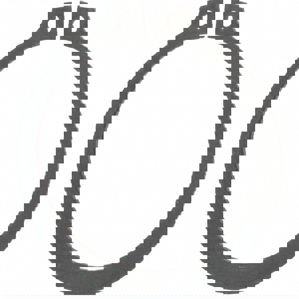 External Retaining Ring: 42.5 mm Groove Dia, 45 mm Shaft Dia, DIN I7221 _ I7223 Spring Steel, Phosphate Finish