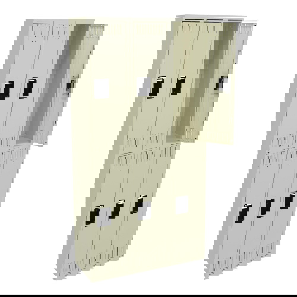 Lockers; Locker Style: 3-Wide ; Locker Configuration: 3-Wide ; Assembled: Yes ; Shelf Capacity: 75 ; Handle Type: Recessed ; Locker Material: Steel