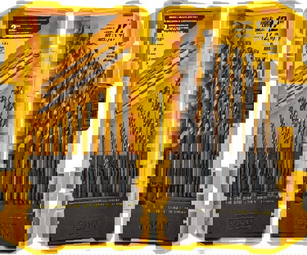 Drill Bit Set: Jobber Length Drill Bits, 20 Pc, 135 &deg;, High Speed Steel