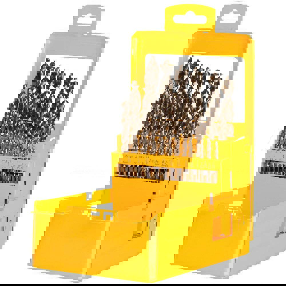 Drill Bit Set: Jobber Length Drill Bits, 29 Pc, 135 &deg;, Steel