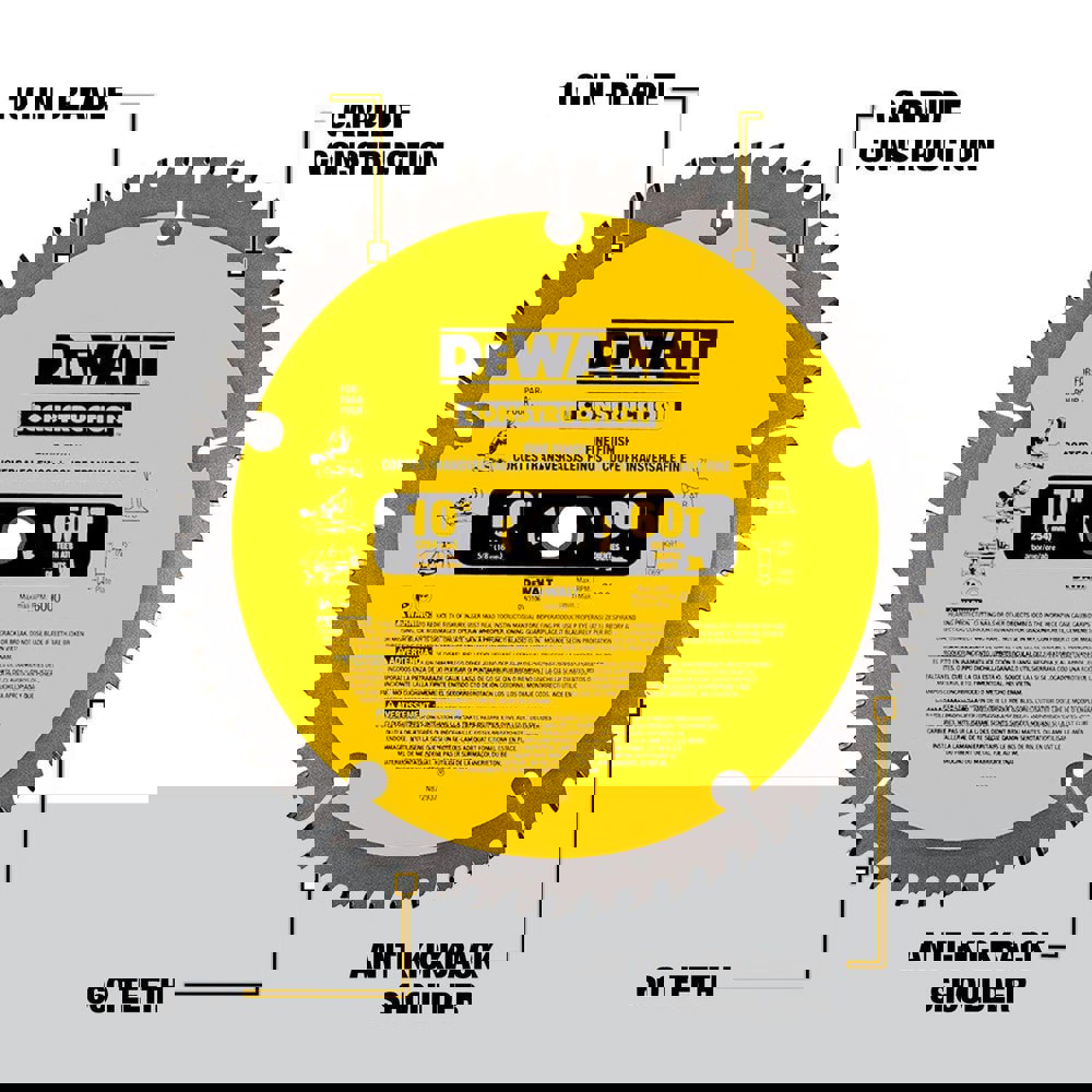 Wet & Dry-Cut Saw Blades; Blade Diameter (Inch): 10 ; Blade Material: Carbide ; Blade Thickness (Decimal Inch): 0.0710 ; Arbor Hole Diameter (Inch): 5/8 ; Number of Teeth: 60 ; Arbor Style: Round