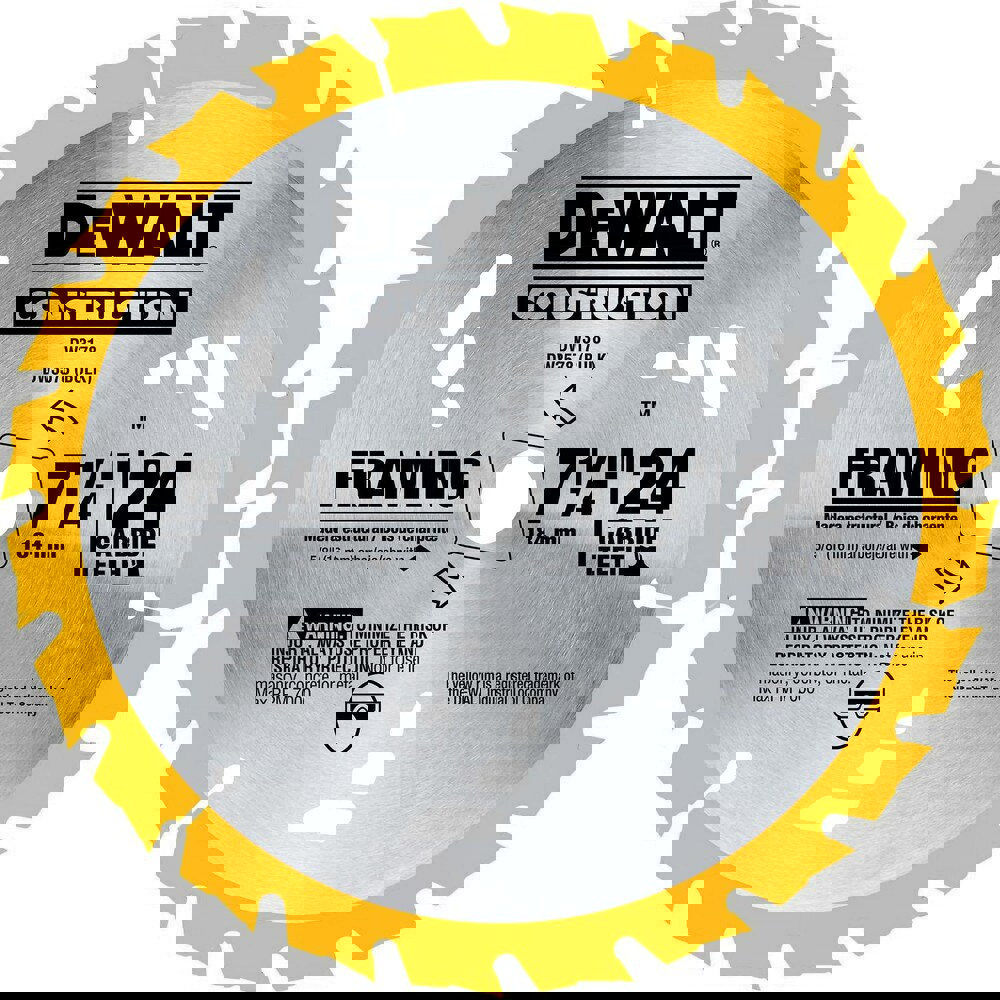 Wet & Dry-Cut Saw Blades; Blade Diameter (Inch): 7-1/4 ; Blade Thickness (Decimal Inch): 0.0450 ; Arbor Hole Diameter (Inch): 5/8 ; Number of Teeth: 24 ; Application: Framing ; UNSPSC Code: 23242113