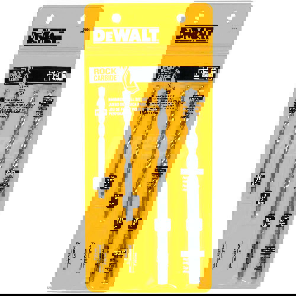 Drill Bit Set: Hammer Drill Bits, 4 Pc, 0 °, Carbide Tipped