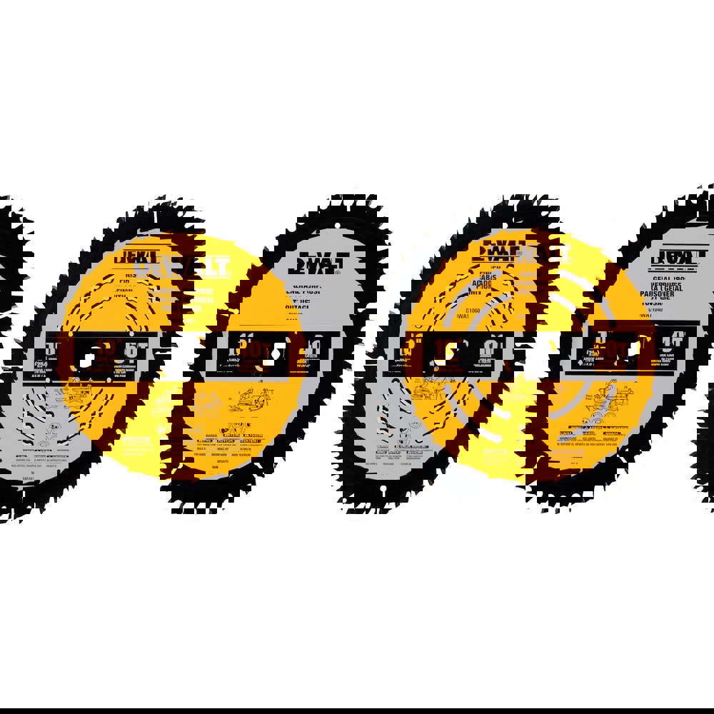 Wet & Dry-Cut Saw Blades; Blade Diameter (Inch): 10 ; Blade Material: Carbide ; Blade Thickness (Decimal Inch): 0.0688 ; Arbor Hole Diameter (Inch): 5/8 ; Number of Teeth: 40; 60 ; Arbor Style: Round with Diamond Knockout
