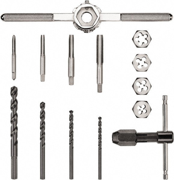 Tap & Die Set: 1/4-20 to 1/2-13 Taps, 1/4-20 to 1/2-13 Dies, UNC