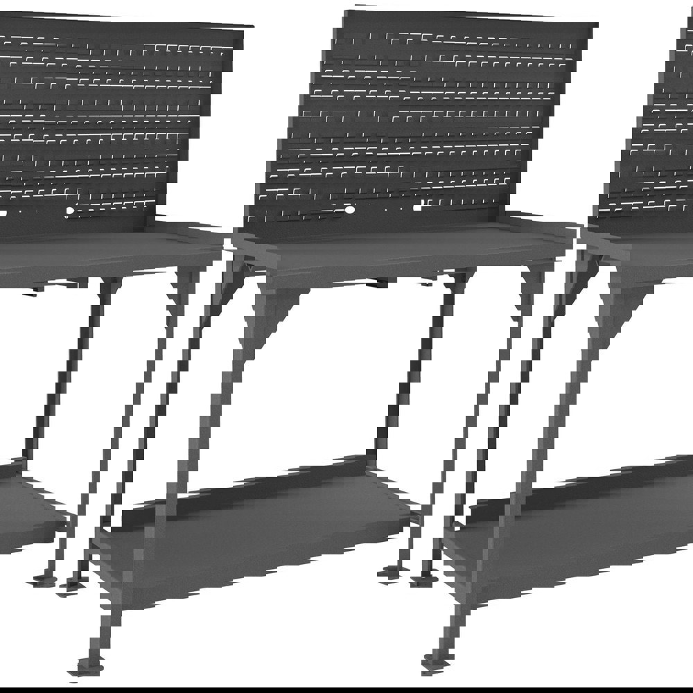 Stationary Workbench with Louvered Panel: Textured Gray