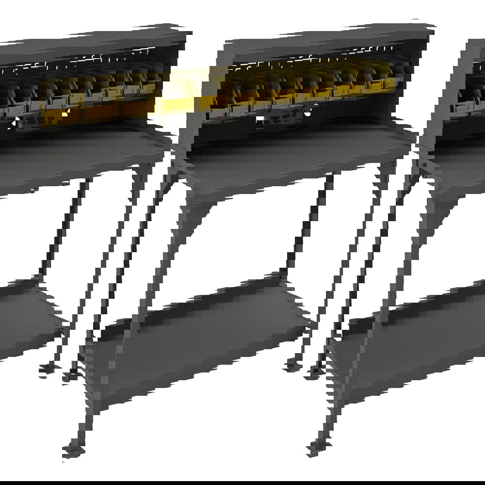 Stationary Workbench with Shelf Riser: Textured Gray