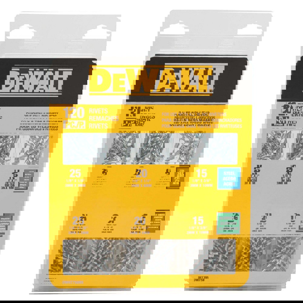 Blind Rivets; Rivet Type: Plus Blind ; Head Diameter (Inch): 1/8 ; Mandrel Material: Aluminum ; Minimum Hole Diameter (Decimal Inch): 0.1250 ; Maximum Hole Diameter (Inch): 1/4 ; Body Material: Steel