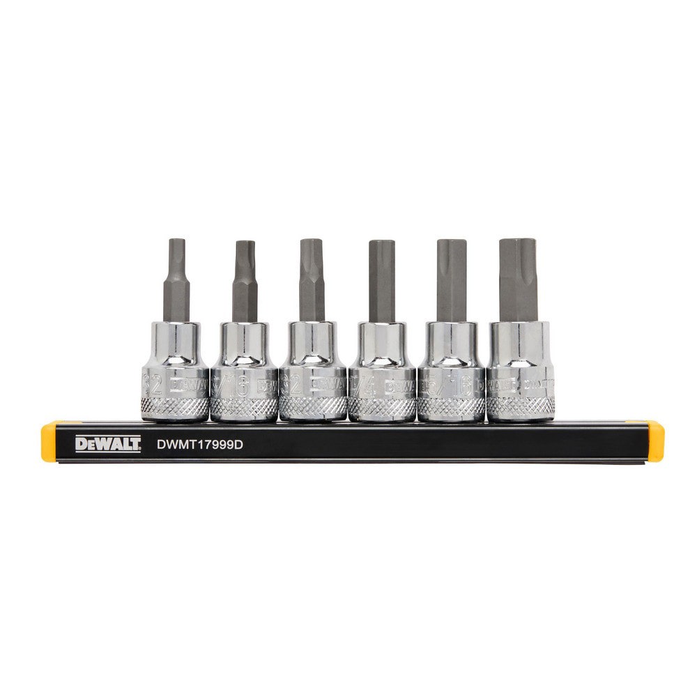 Hex & Torx Bit Socket Sets; Set Type: Hex Bit ; Drive Size: 3/8 in ; Minimum Set Hex Size (Inch): 5/32 ; Finish: Full-Polished Chrome ; Measurement Type: Inch ; Number Of Pieces: 6