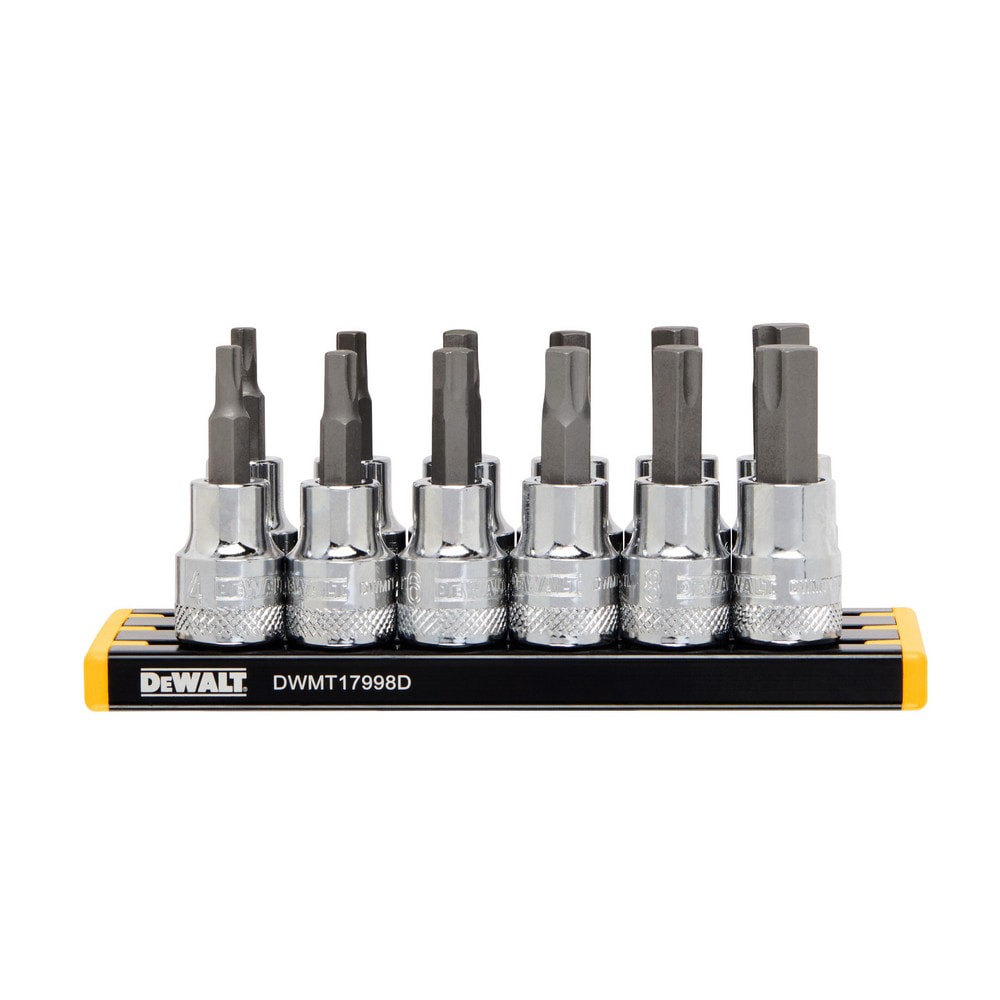 Hex & Torx Bit Socket Sets; Set Type: Hex Bit ; Drive Size: 3/8 in ; Minimum Set Hex Size (Inch): 5/32 ; Minimum Set Hex Size (Metric): 4.0 ; Finish: Full-Polished Chrome ; Maximum Set Hex Size (Metric): 9