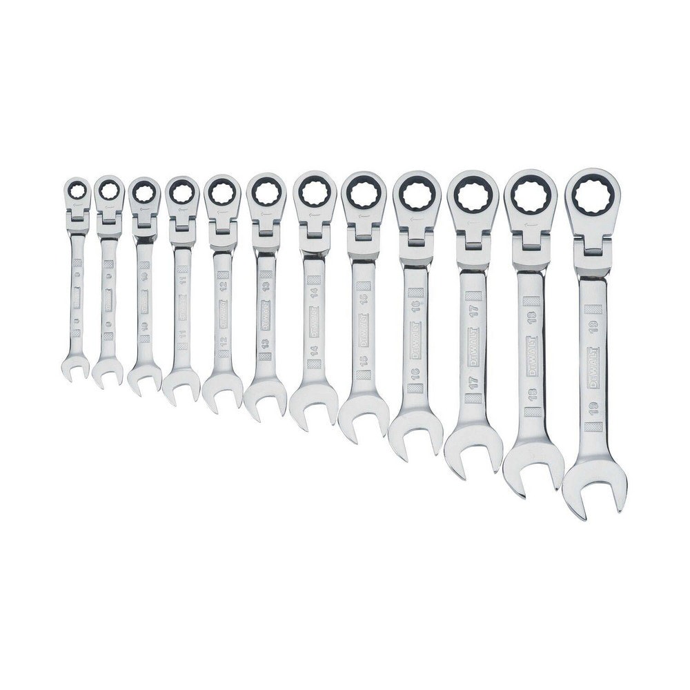 Wrench Sets; Set Type: Flex Head Wrench Set ; System Of Measurement: Metric ; Size Range: 8 mm - 19 mm ; Container Type: Rack ; Material: Steel ; Finish Coating: Polished Chrome