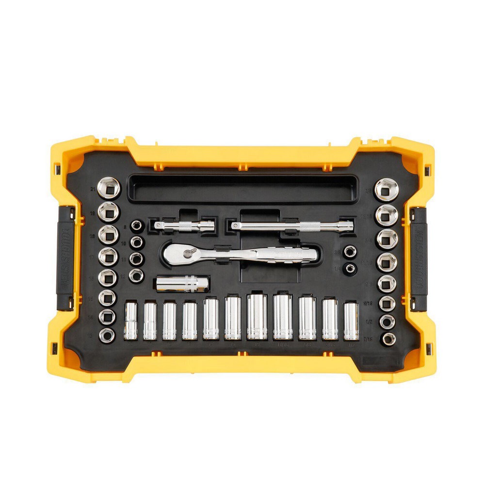 Combination Hand Tool Set: 37 Pc, Socket Set, 3/8