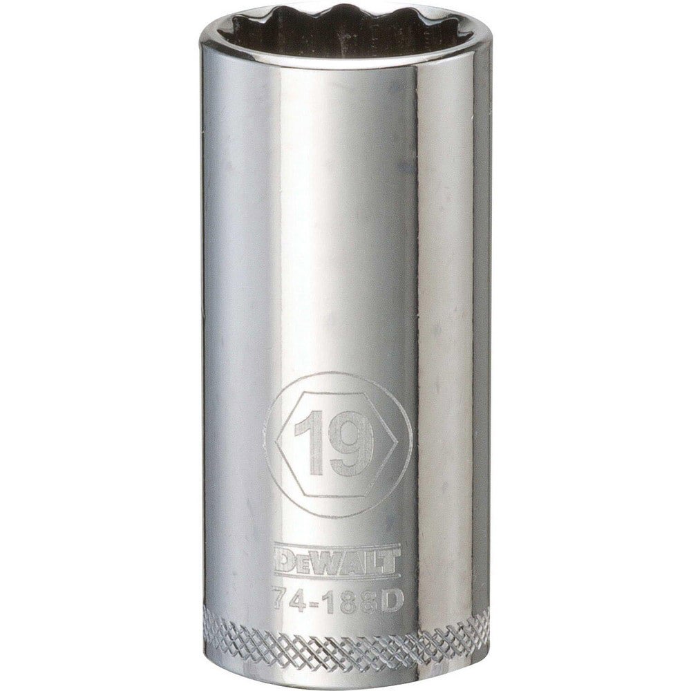 Hand Sockets; Socket Type: Deep ; Socket Size (mm): 19.00 ; Drive Size: 3/8 ; Drive Style: Hex ; Number Of Points: 12 ; Overall Length (Inch): 2-7/32