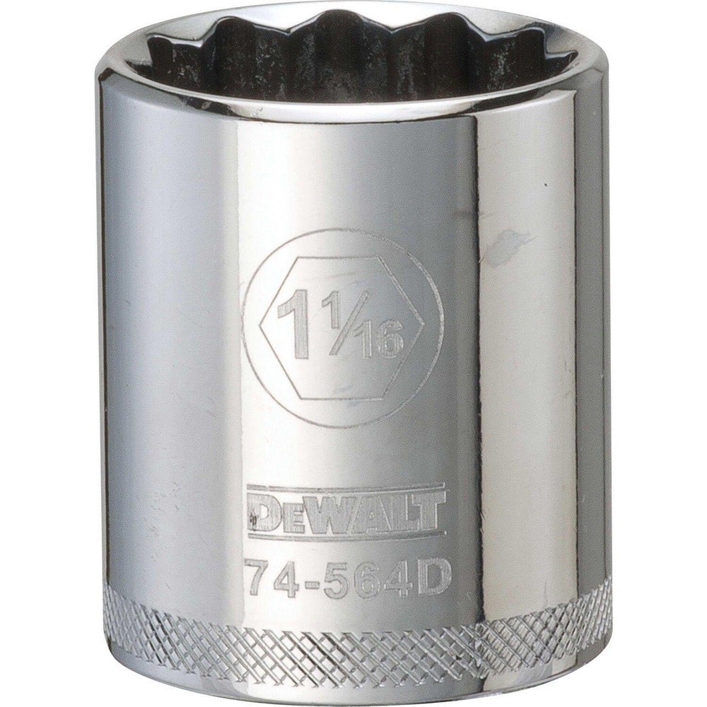 Hand Sockets; Socket Type: Standard ; Socket Size (Inch): 1-1/16 ; Drive Size: 1/2 ; Drive Style: Hex ; Number Of Points: 12 ; Overall Length (Inch): 1-5/8