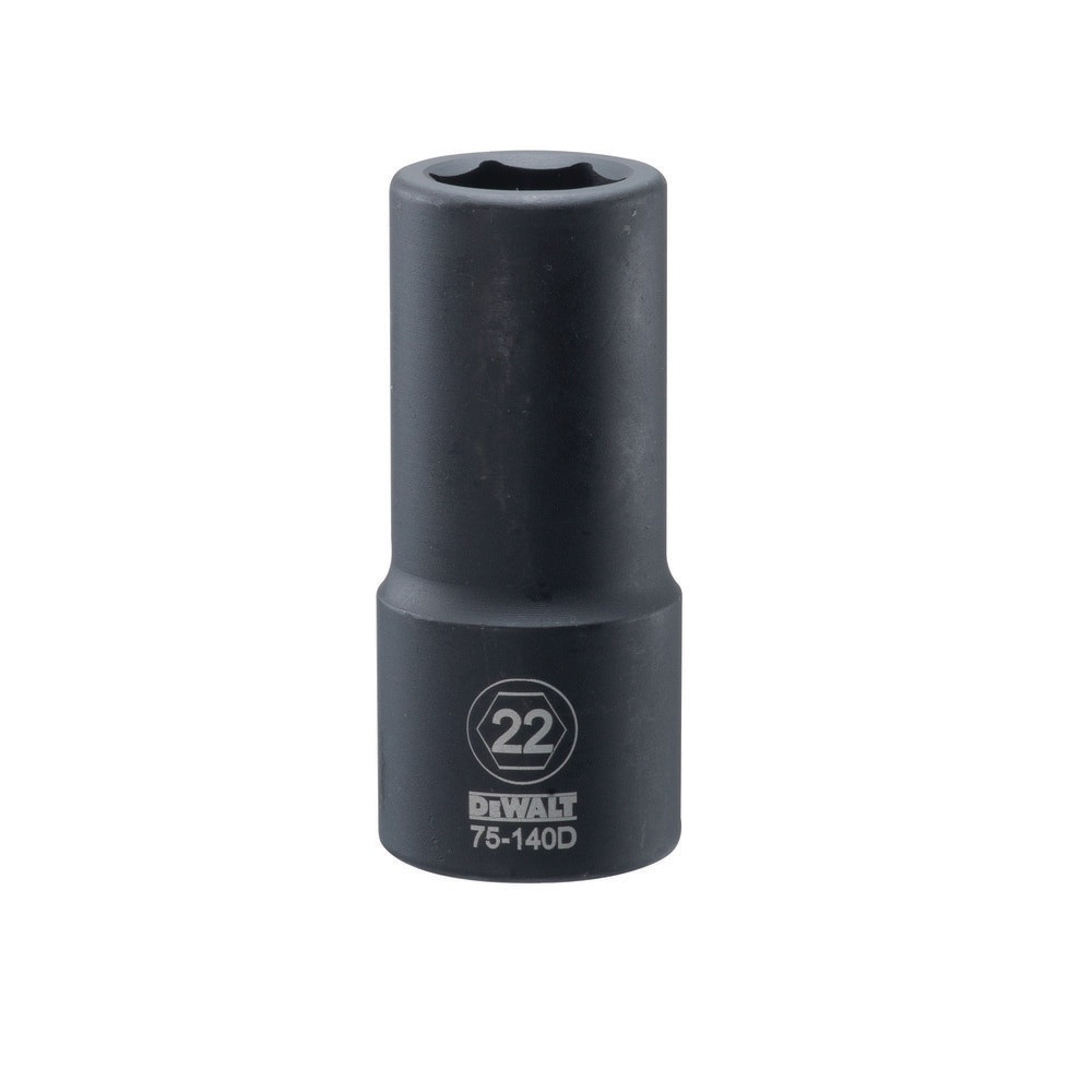 Impact Sockets; Drive Size: 3/4 in ; Socket Size (mm): 22 ; Number Of Points: 6 ; Drive Style: Impact ; Length Type: Deep ; Material: Steel