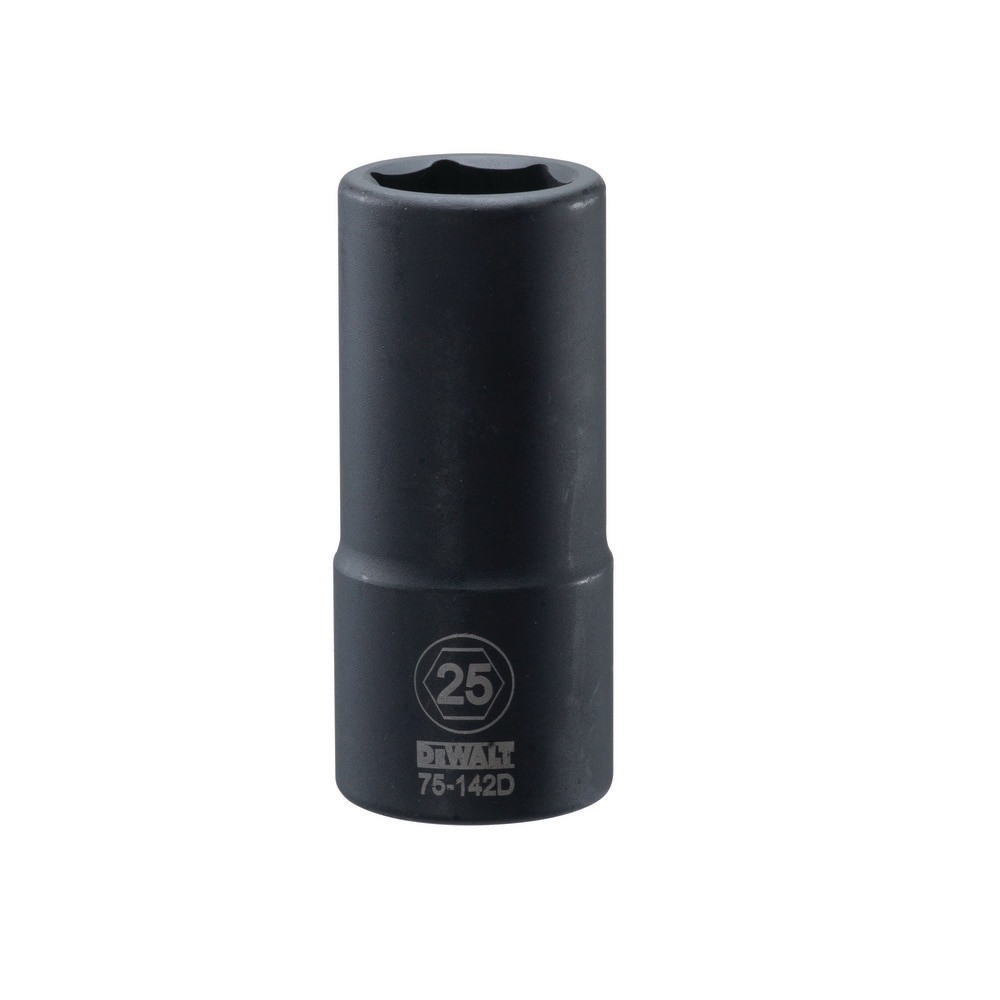 Impact Sockets; Drive Size: 3/4 in ; Socket Size (mm): 25 ; Number Of Points: 6 ; Drive Style: Impact ; Length Type: Deep ; Material: Steel