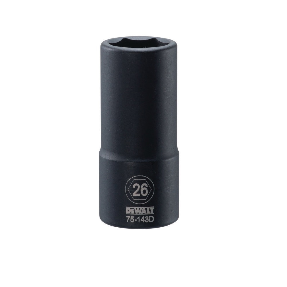 Impact Sockets; Drive Size: 3/4 in ; Socket Size (mm): 26 ; Number Of Points: 6 ; Drive Style: Impact ; Length Type: Deep ; Material: Steel