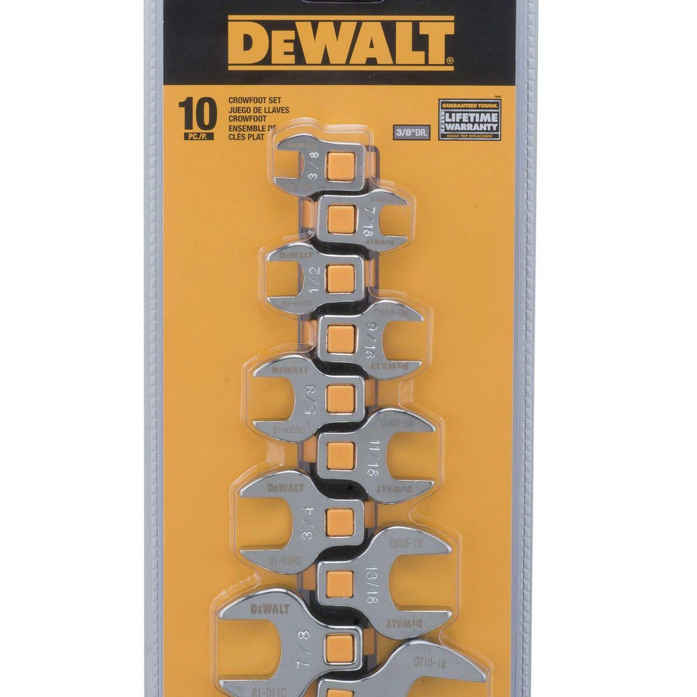 Crowfoot Wrench Sets; Set Type: Open End Crowfoot Wrench Set ; Container Type: None ; Drive Size: 3/8 ; Opening Shape: Hex ; Wrench Size: 3/8
