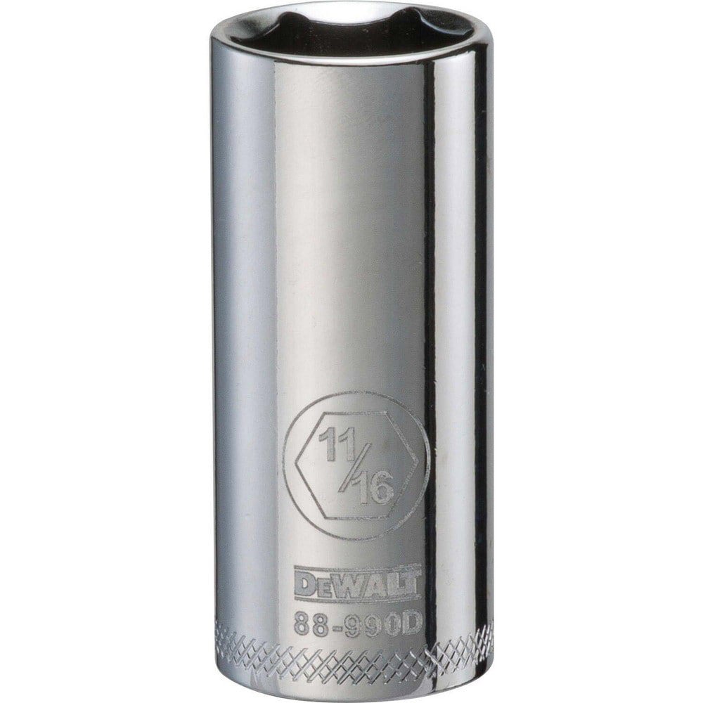 Hand Sockets; Socket Type: Deep ; Socket Size (Inch): 11/16 ; Drive Size: 3/8 ; Drive Style: Hex ; Number Of Points: 6 ; Overall Length (Inch): 2-7/32