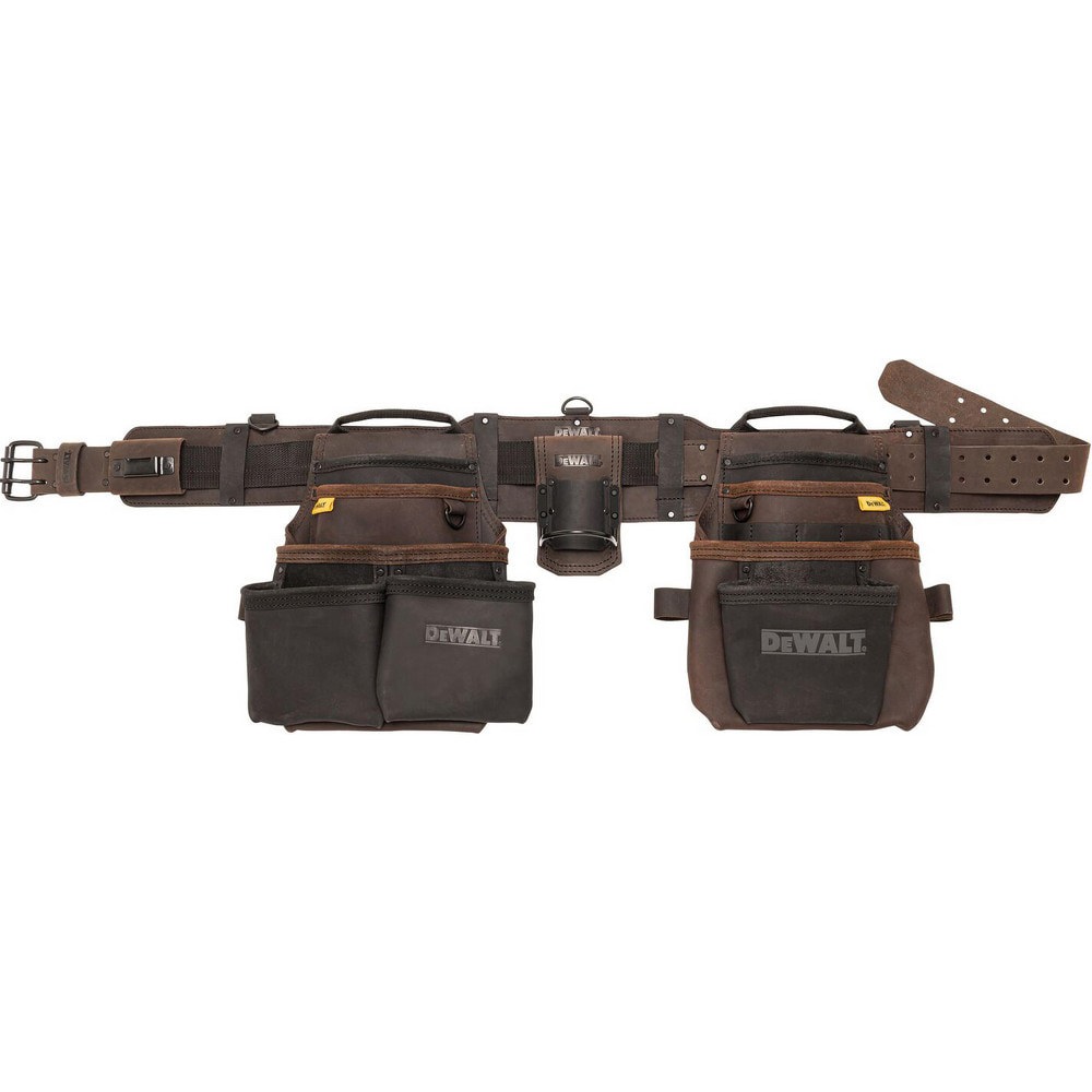 Tool Aprons & Tool Belts; Tool Type: Tool Rig ; Minimum Waist Size: 33 ; Maximum Waist Size: 53 ; Material: Leather ; Number of Pockets: 18.000 ; Color: Brown