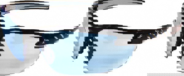 Safety Glasses: Scratch-Resistant, Polycarbonate, Blue Lenses, Frameless