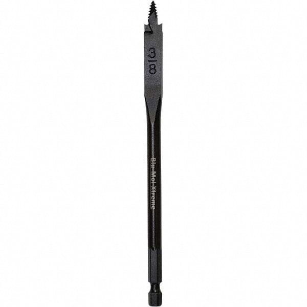 Spade-Blade Drill Bits; Shank Size: 1/4in ; Overall Length: 6in ; Tool Material: High Speed Steel ; Coated: Coated ; Coating: Black Oxide ; Number of Spurs: 2