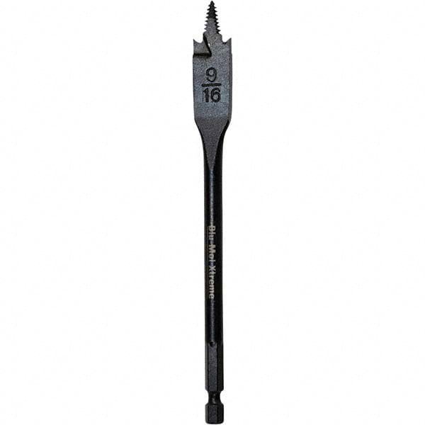 Spade-Blade Drill Bits; Shank Size: 1/4in ; Overall Length: 6in ; Tool Material: High Speed Steel ; Coated: Coated ; Coating: Black Oxide ; Number of Spurs: 2