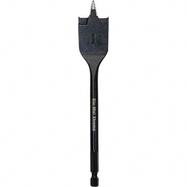 Spade-Blade Drill Bits; Shank Size: 1/4in ; Overall Length: 6in ; Tool Material: High Speed Steel ; Coated: Coated ; Coating: Black Oxide ; Number of Spurs: 2
