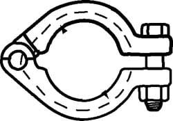 Sanitary Stainless Steel Pipe Unpolished Clamp with Bolt: 2-1/2