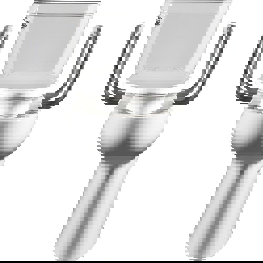 Toilet Seats; Type: Lift; Safety Arm; Closed ; Style: Elongated ; Material: Plastic ; Color: White ; Outside Width: 23.000in (Inch); Inside Width: 7.9380in (Inch)