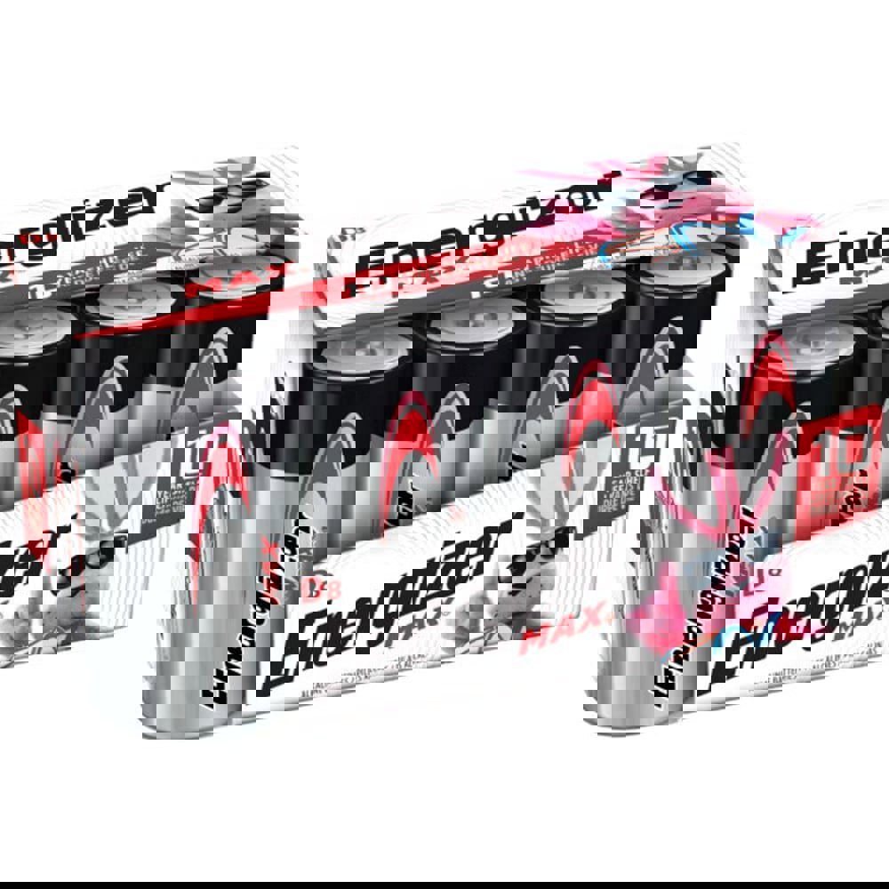 Energizer Max Alkaline Battery, D, 8/Pac