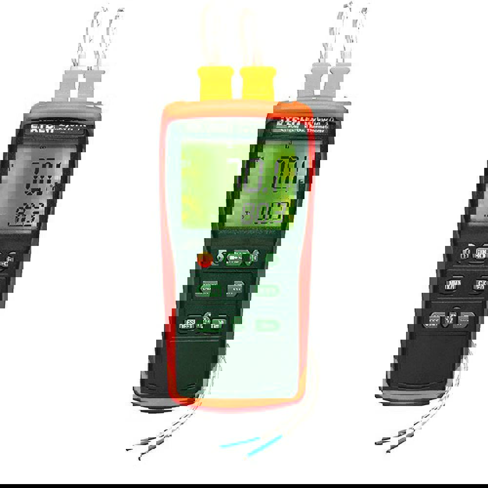 Digital Easy View Dual Input Thermometer: 1,999 ° F, K Thermocouple Sensor