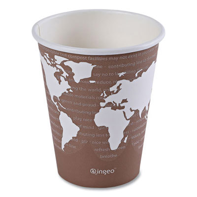 World Art Renewable/Compostable Hot Cups, 8 oz, Plum, 50/Pack
