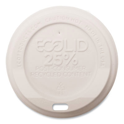 EcoLid 25% Recy Content Hot Cup Lid, White, Fits 8 oz Hot Cups, 100/PK, 10 PK/CT