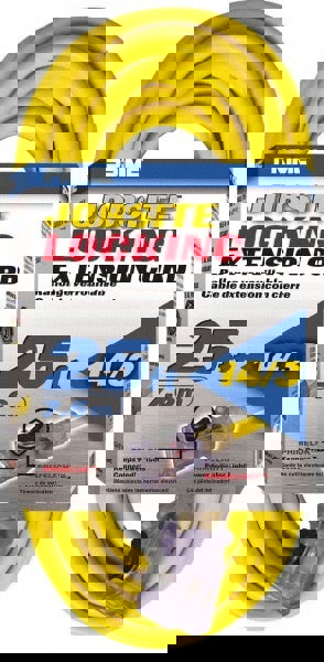 25', 14/3 Gauge/Conductors, Yellow Outdoor Extension Cord