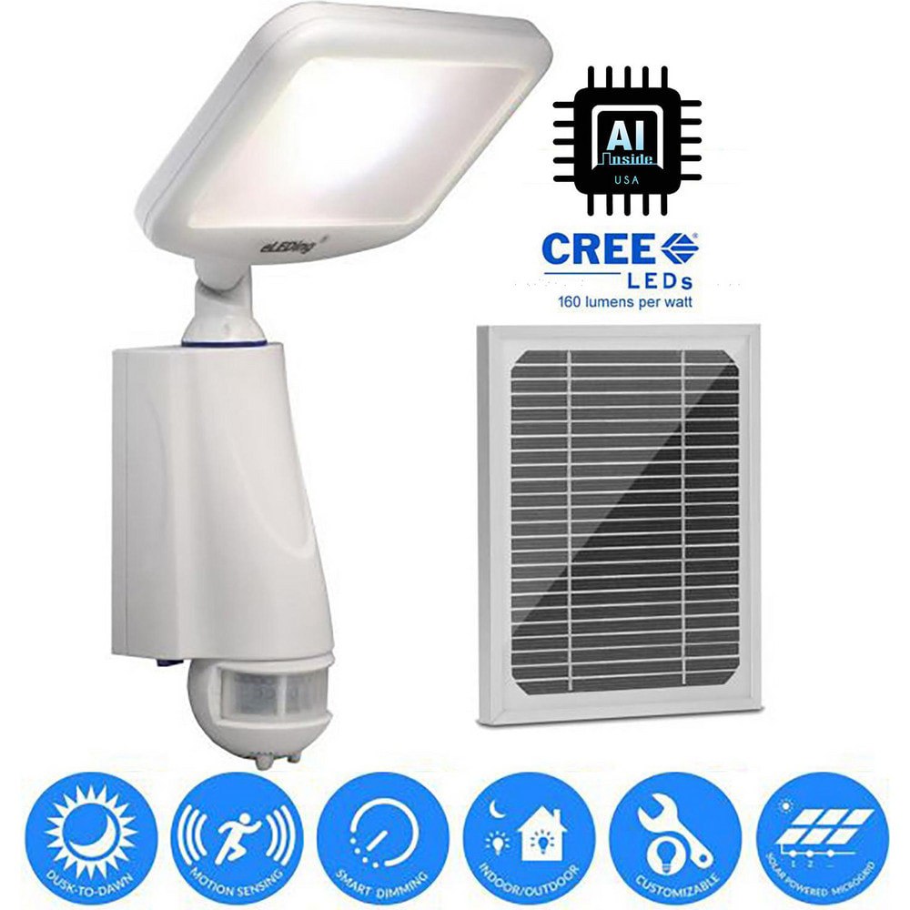 Floodlight Fixtures; Mounting Type: Wall ; Housing Color: White ; Housing Material: Polycarbonate ; Lumens: 1000lm ; Lamp Type: LED; Solar ; Wattage: 4W