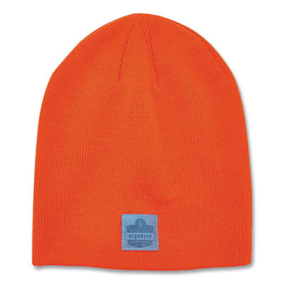 RIBBED KNIT BEANIE;ORANGE
