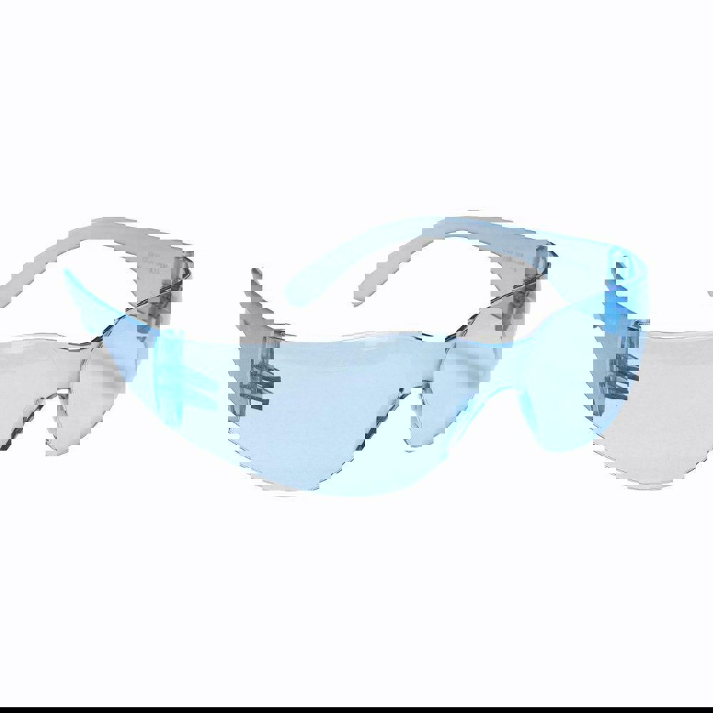 Safety Glass: Scratch-Resistant, Polycarbonate, Blue Lenses, Full-Framed