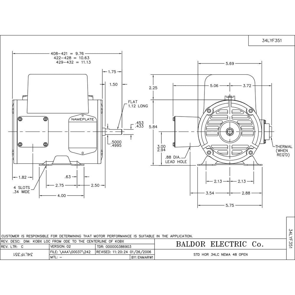 Single Phase AC Motor: ODP Enclosure