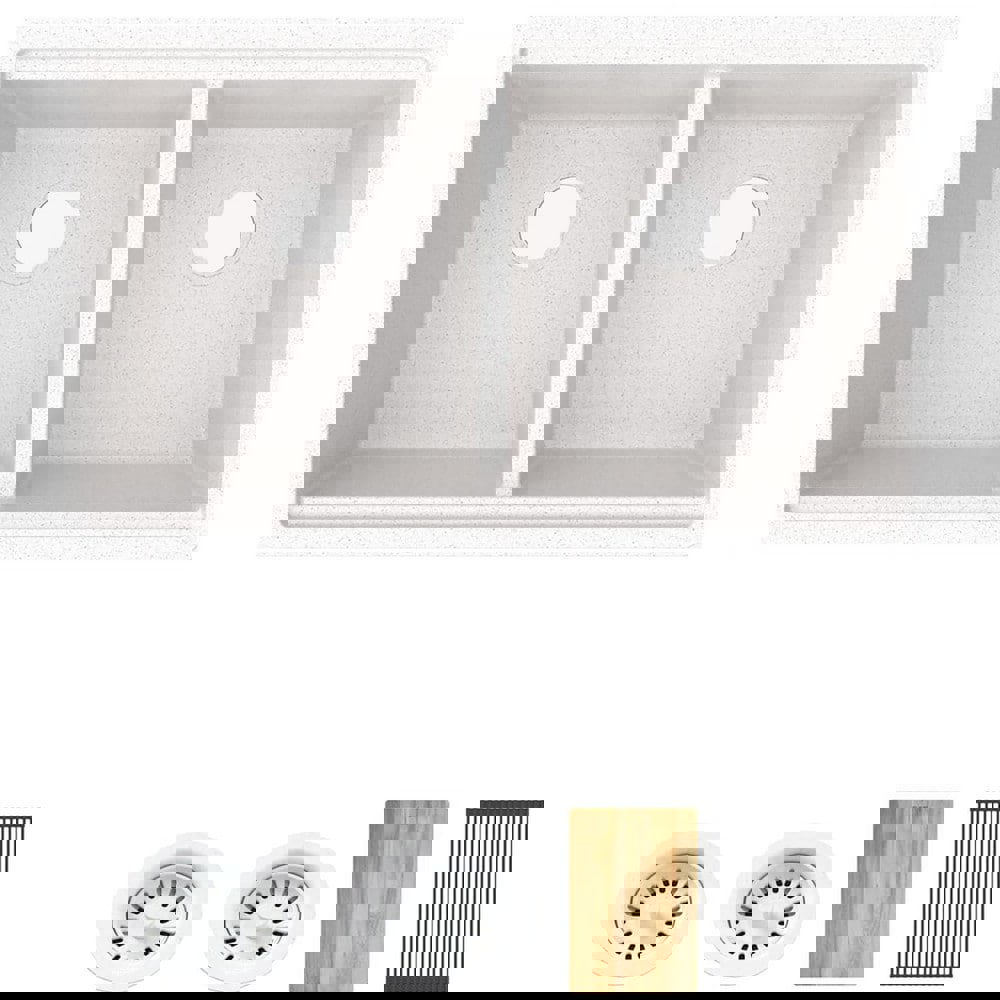 Sinks; Type: Quartz Workstation Sink Kit ; Mounting Location: Undermount ; Number Of Bowls: 2 ; Material: Quartz ; Faucet Included: No ; Faucet Type: No Faucet