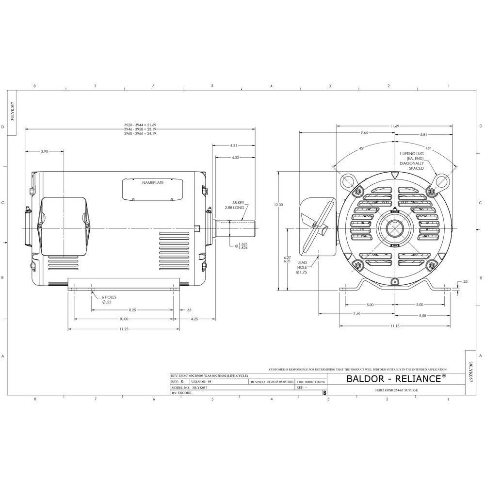 Three Phase AC Motor: ODP Enclosure