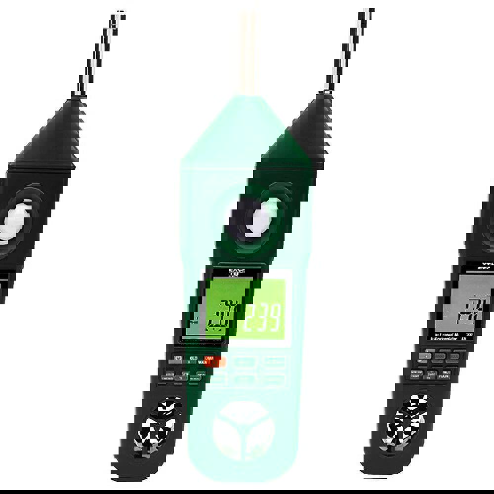 -148 to 2,372&deg;F, 10 to 95% Humidity Range, Thermo-Hygrometer, Anemometer and Light-Sound Meter