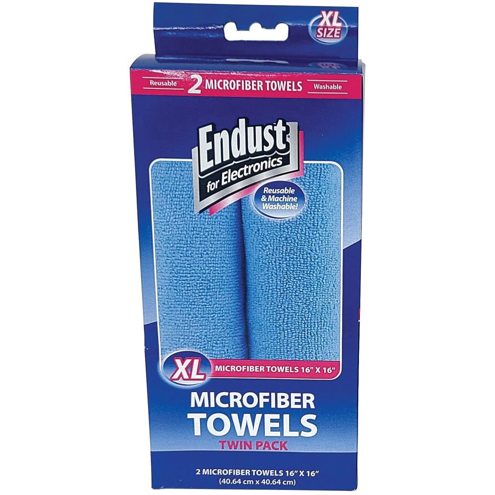 Large-Sized Microfiber Towels Two-Pack, 15 X 15, Unscented, Blue, 2/pack