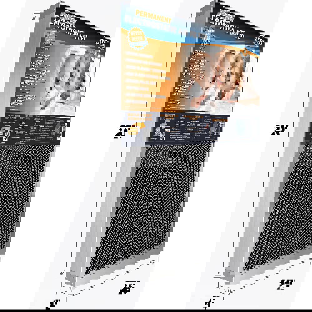 Pleated & Panel Air Filters; Filter Type: Permanent; Reusable Filter; Washable; Filter Efficiency: 94; Media Material: Anti-Microbial Woven Polypropylene; Frame Material: Galvanized Steel; Air Flow: 1180; Maximum Velocity: 295 FPM; Nominal Depth: 4; Nomin