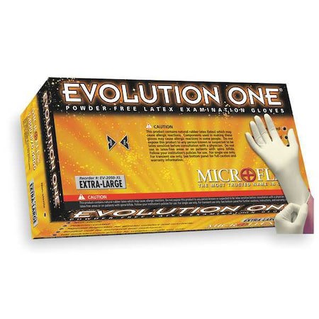 Series Microflex Evolution One Disposable Gloves: Size X-Large, 5.5 mil, Uncoated-Coated Latex, Medical Grade, Unpowdered