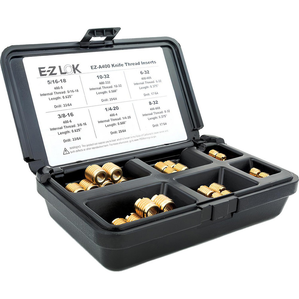 Thread Repair Kits; Kit Type: Threaded Insert ; Insert Thread Size (Inch): #6-32; #8-32; #10-32; 1/4-20; 5/16-18; 3/8-16 ; Includes Drill: No ; Includes Tap: No ; Includes Installation Tool: No ; Includes Tang Removal Tool: No